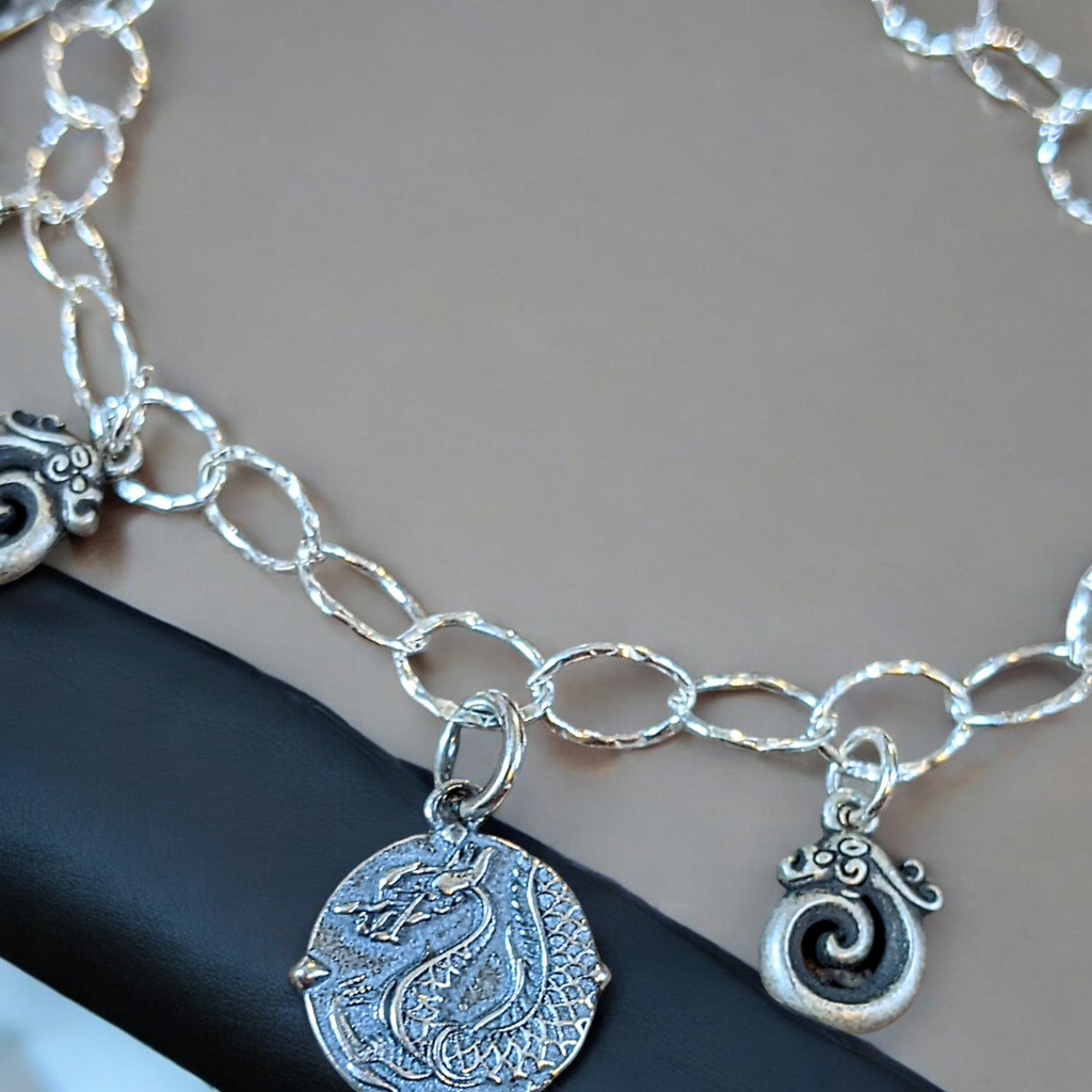 Dragon Lover Sterling Silver Charm Bracelet