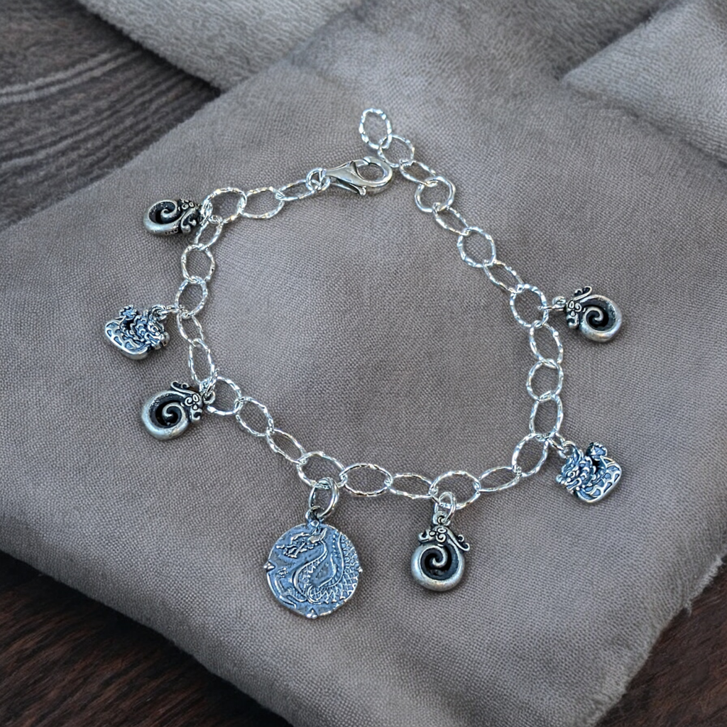 Dragon Lover Sterling Silver Charm Bracelet