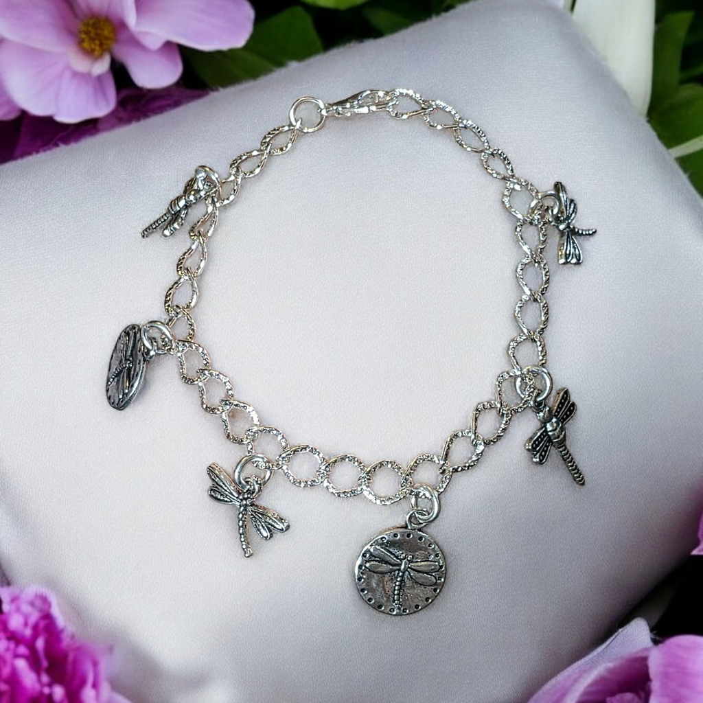 Silver Dragonfly Charm Bracelet