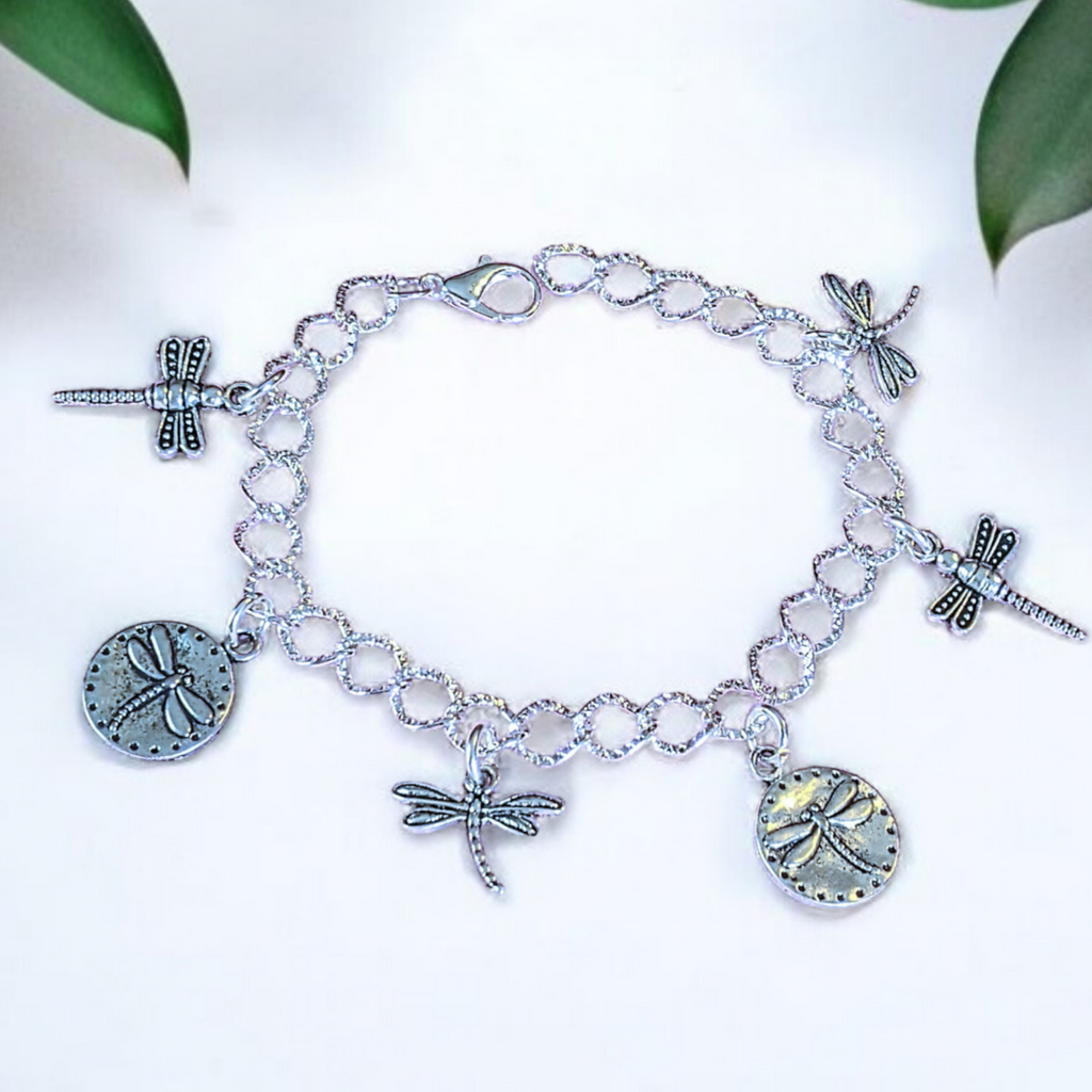 Silver Dragonfly Charm Bracelet