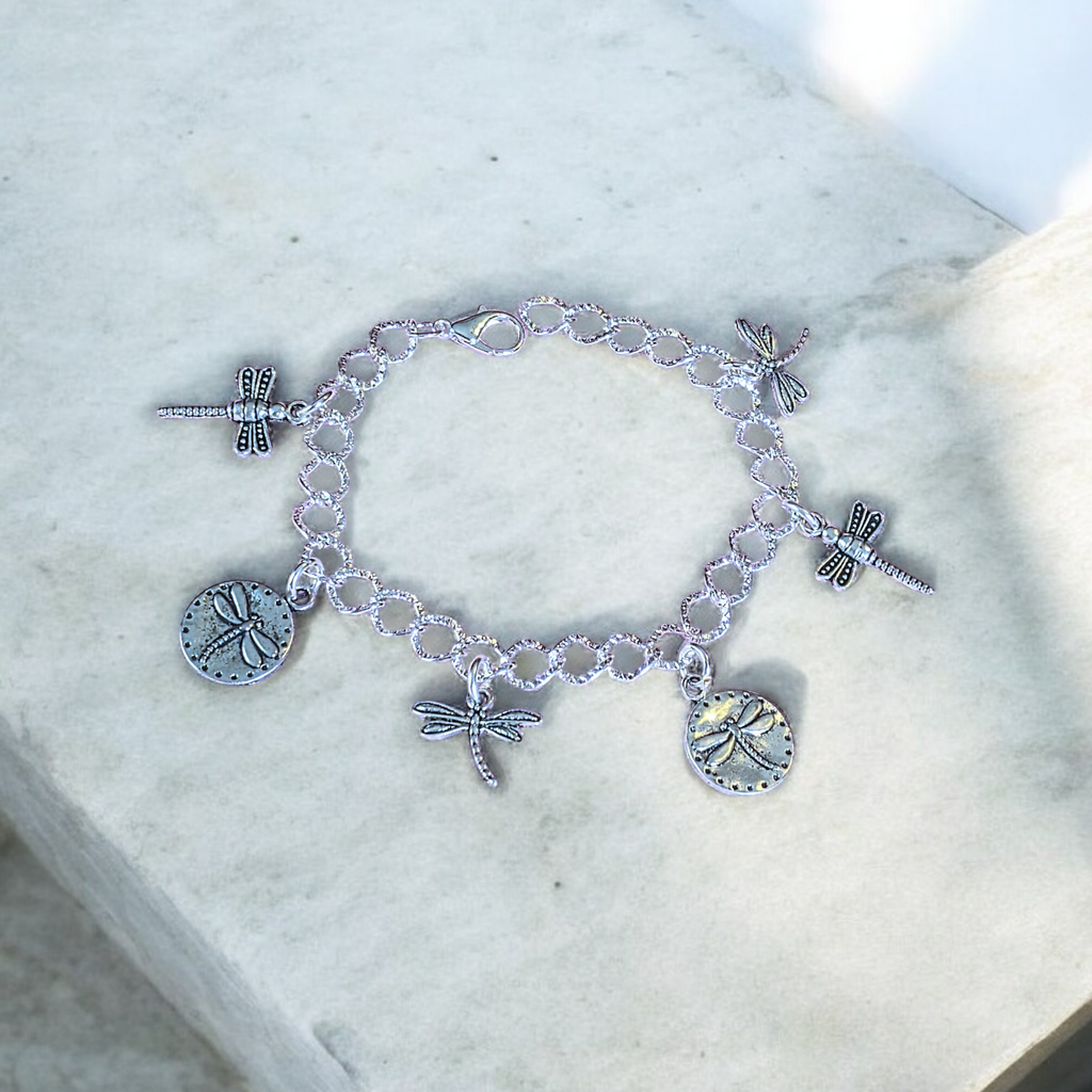 Silver Dragonfly Charm Bracelet