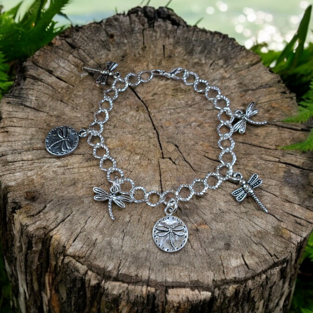 Silver Dragonfly Charm Bracelet