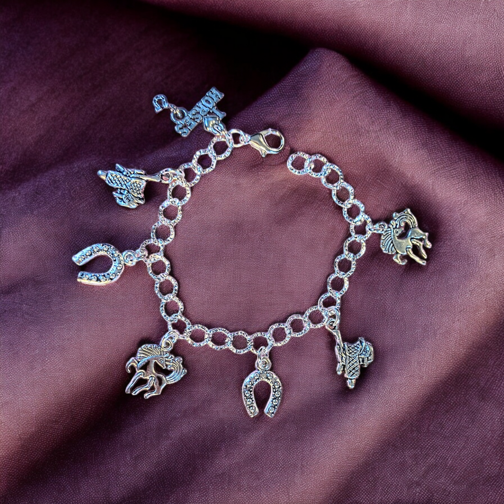 Silver I Love Horses Charm Bracelet