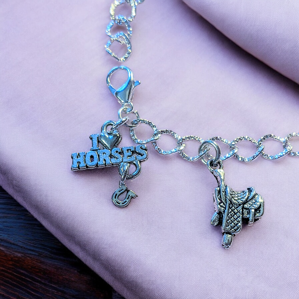 Silver I Love Horses Charm Bracelet