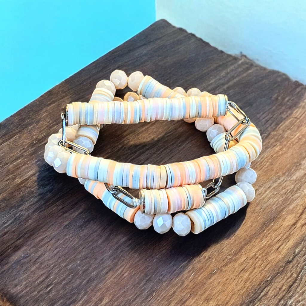 Peaches and Cream Stretch Bracelet Stack