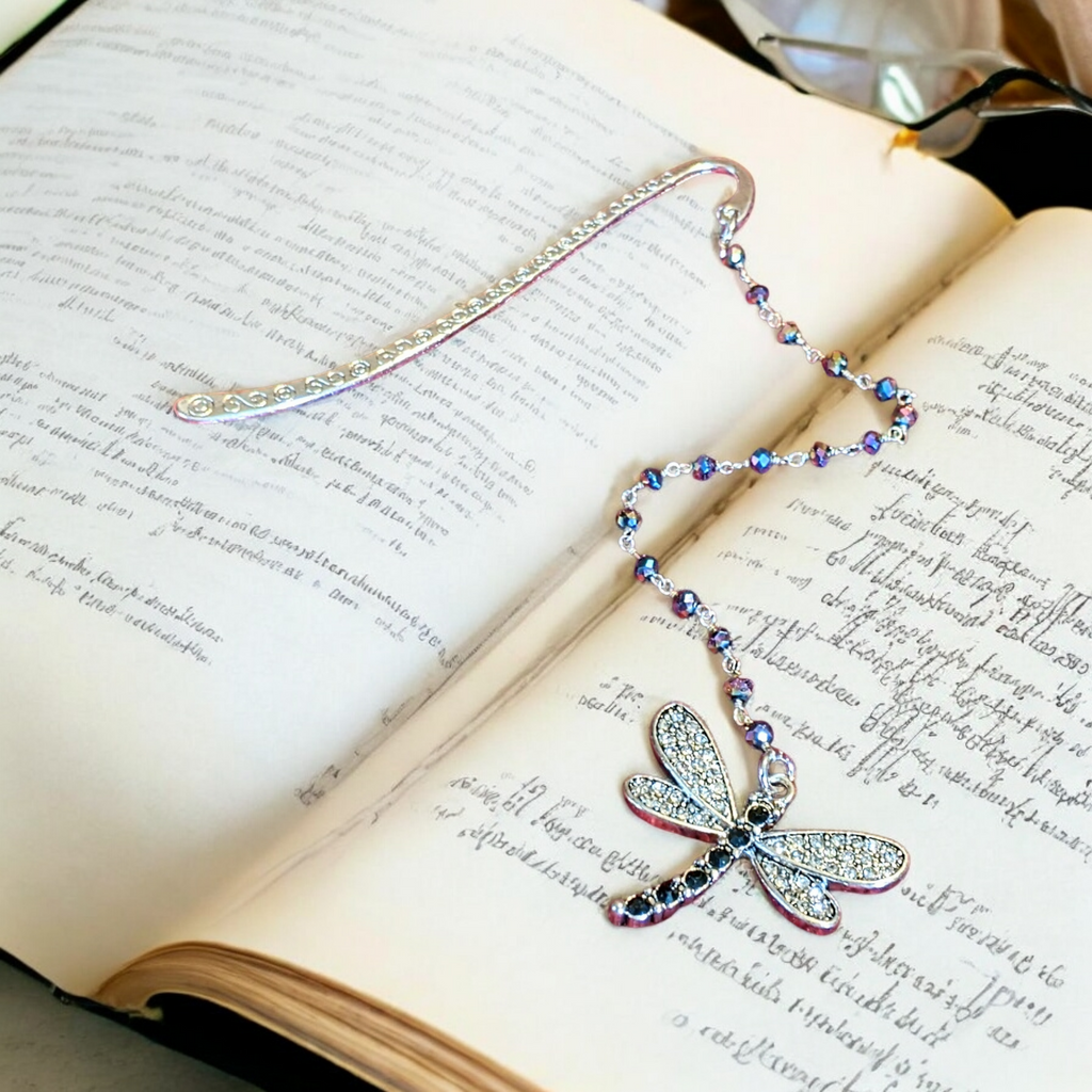 Dragonfly Mystic Pyrite Beaded Bookmark