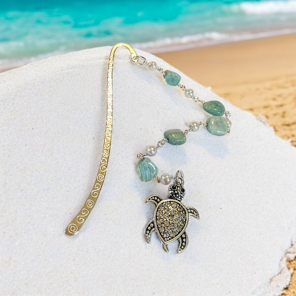 Sea Turtle Amazonite Gemstone Bookmark