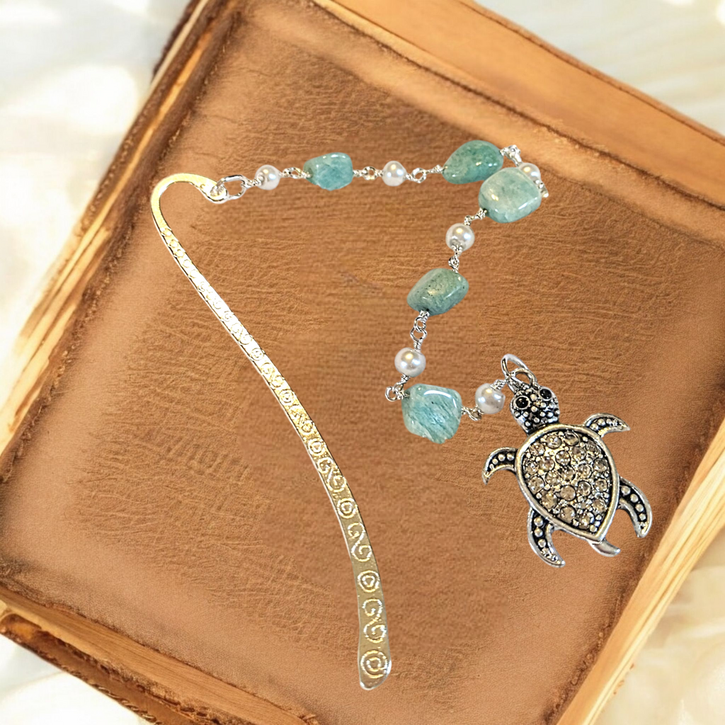 Sea Turtle Amazonite Gemstone Bookmark