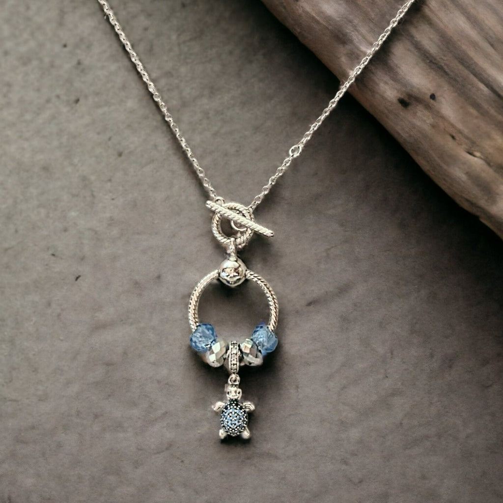 Sea Turtle Sterling Silver Toggle Charm Necklace