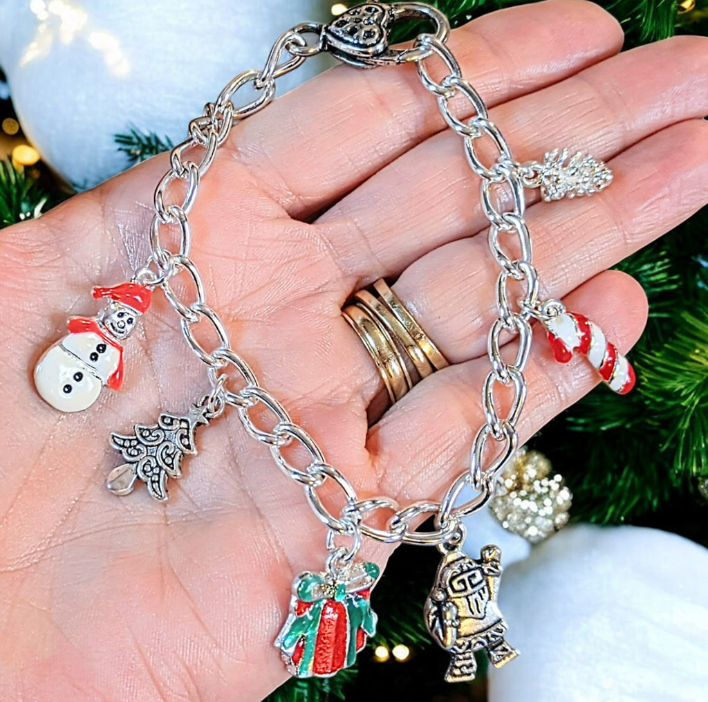 Christmas Silver Charm bracelet