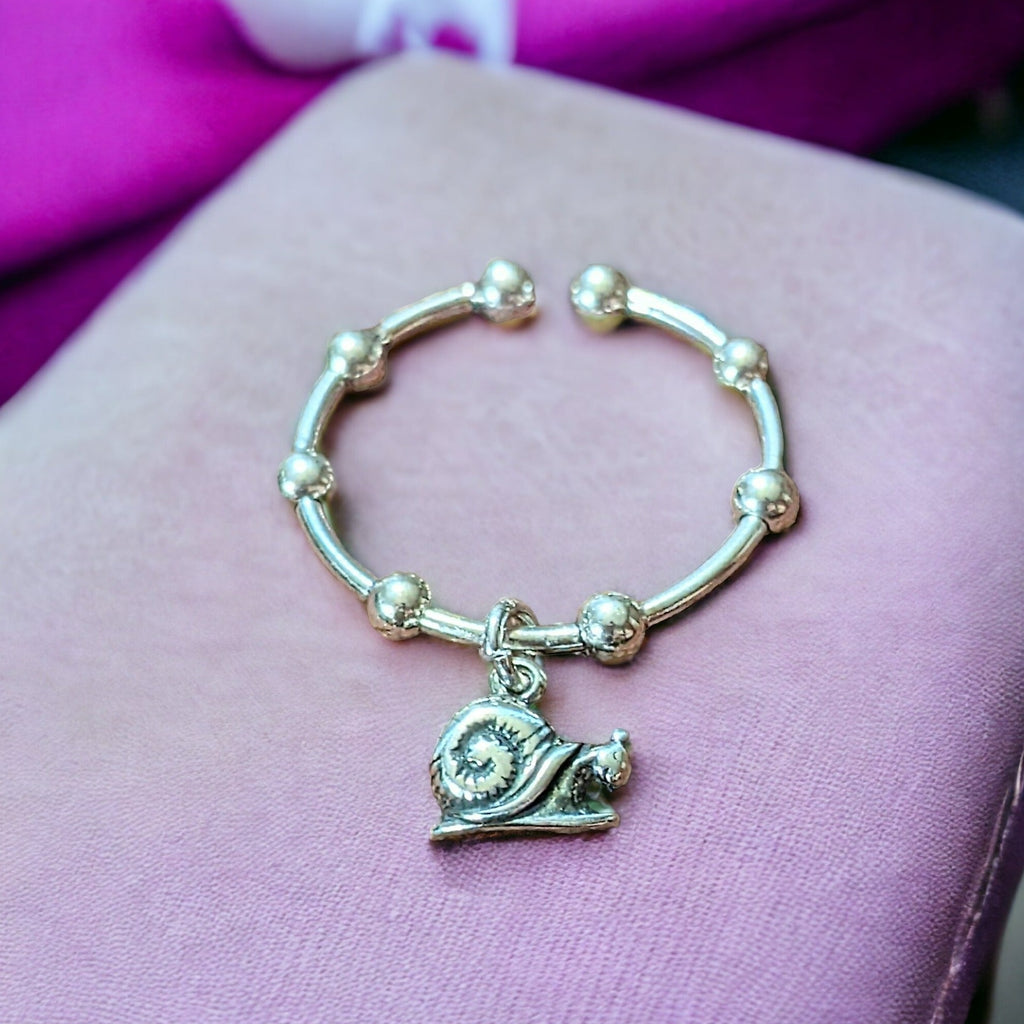 Sterling Silver Snail Adjustable Charm Ring