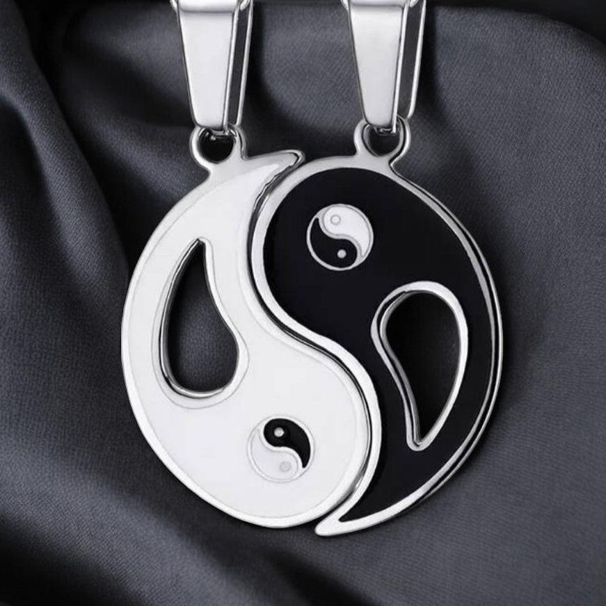 YIN and YANG Double Necklace Set, 20 inches