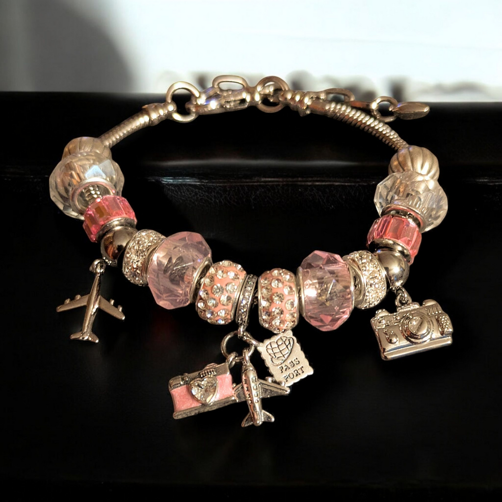 Travel/Vacation European beaded bracelet - Silver