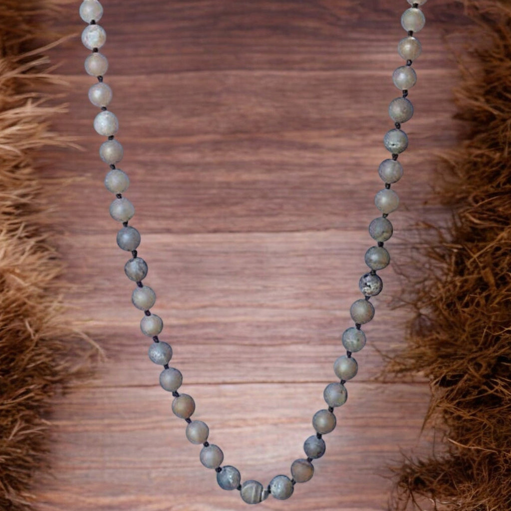 Metallic Druzy Semi-Precious Gemstone Necklace- 36 inch