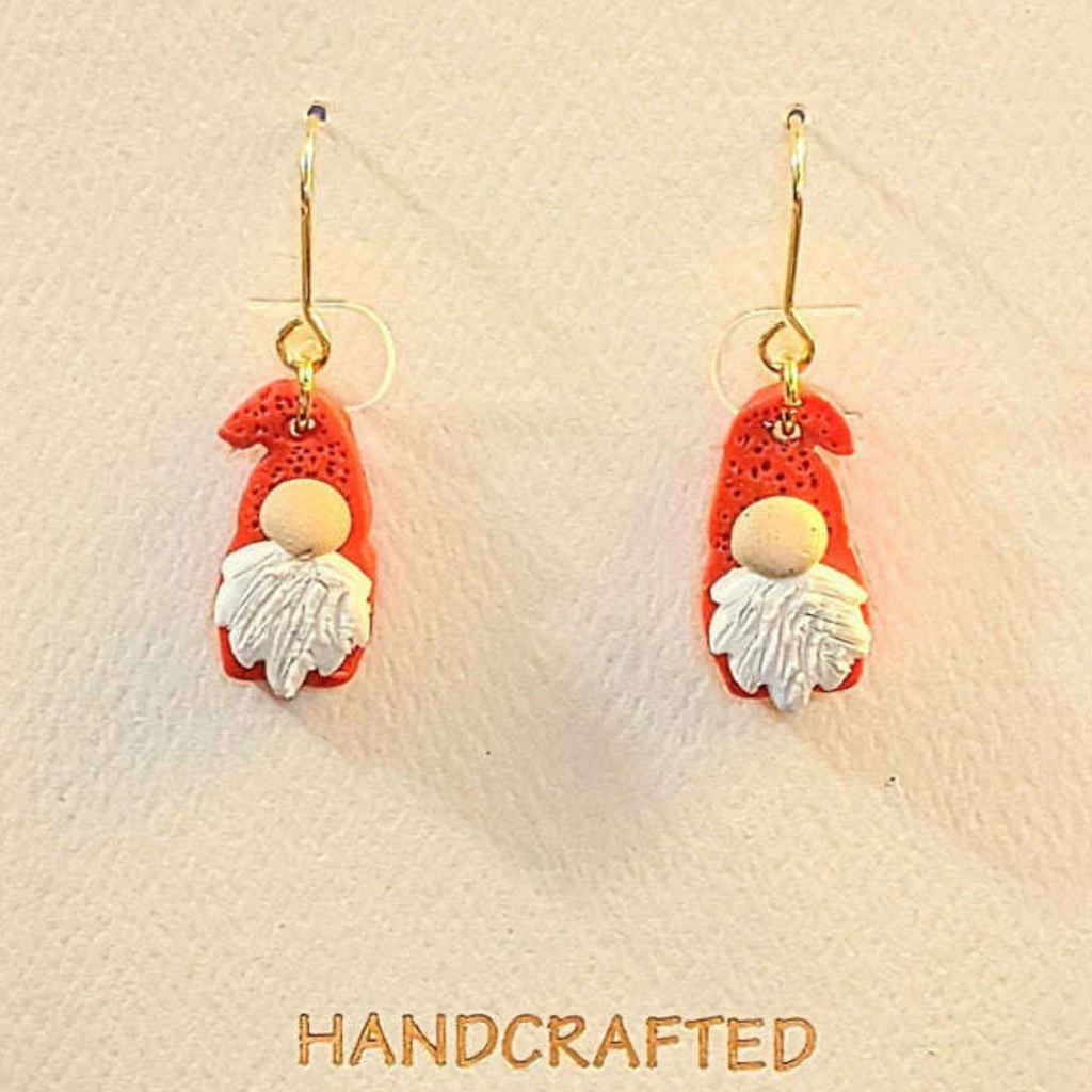 Gnome Clay hook earrings- Gold