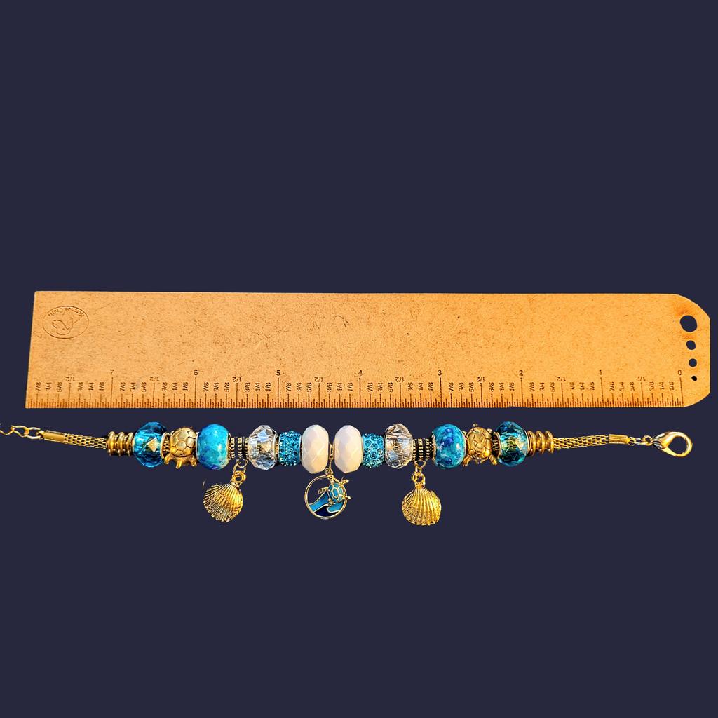 Sea Turtle European beaded bracelet - Gold