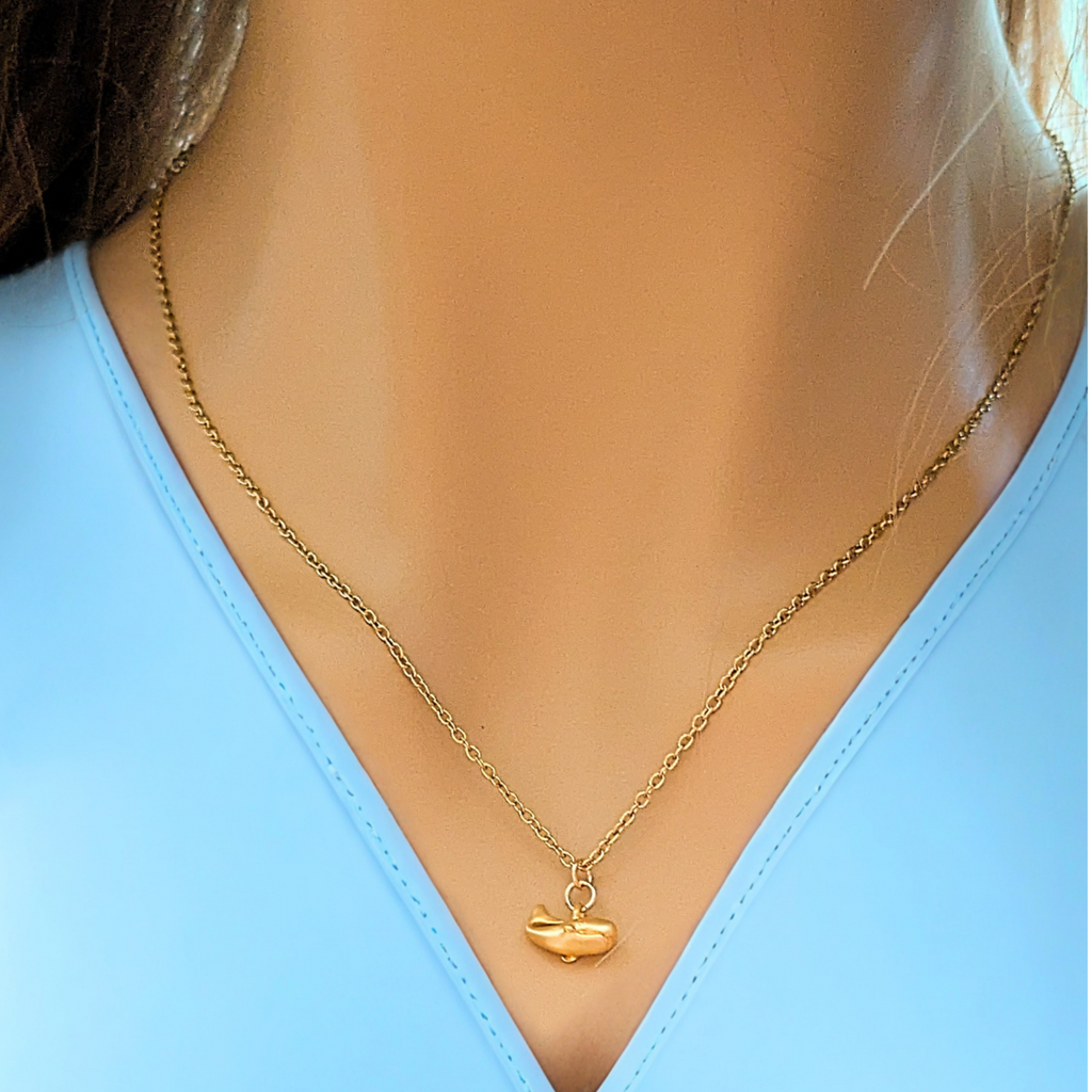 Whale necklace, Gold - 20 inch