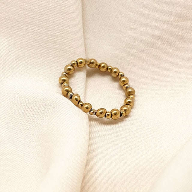 Adjustable Gold Beaded Stretch Ring