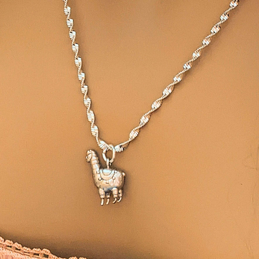 Alpaca/Llama Sterling Silver Necklace / Earring Set, 20 inch