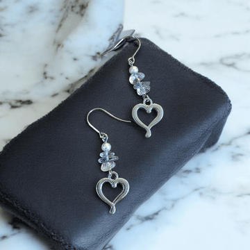 Ametrine Heart dangle earrings, silver