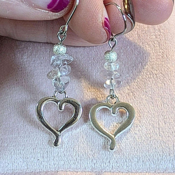 Ametrine Heart dangle earrings, silver