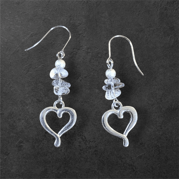 Ametrine Heart dangle earrings, silver