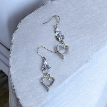 Ametrine Heart dangle earrings, silver