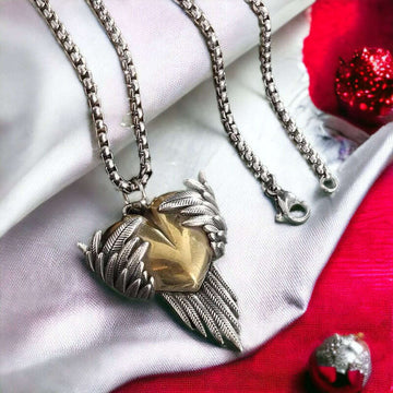 Angel Heart Hug Memory necklace, 24 inch, Unisex