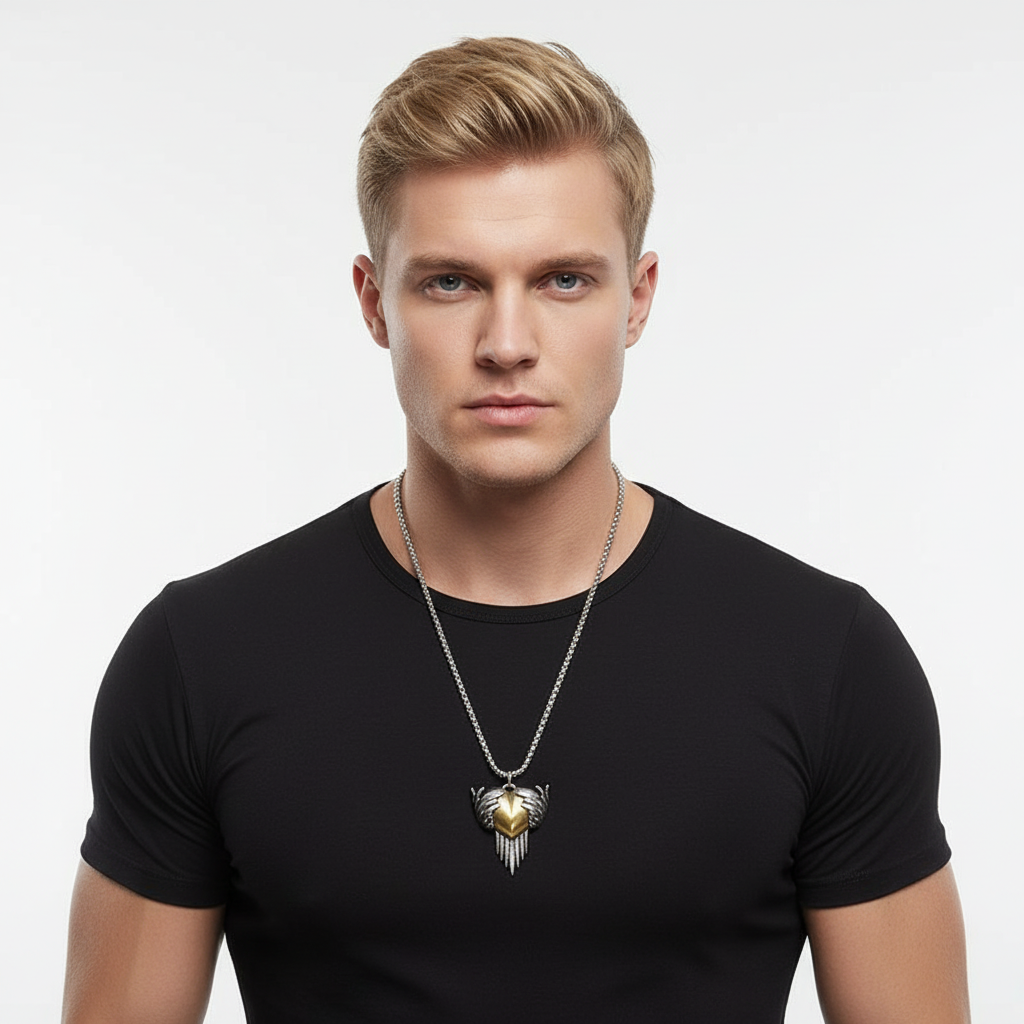 Angel Heart Hug Memory necklace, Silver - 24 inch, Unisex