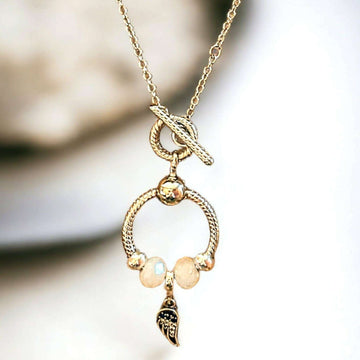 Angel Wing Sterling Silver Toggle Charm Necklace, 20 inches