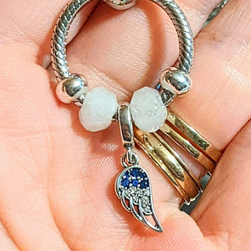 Angel Wing Sterling Silver Toggle Charm Necklace, 20 inches