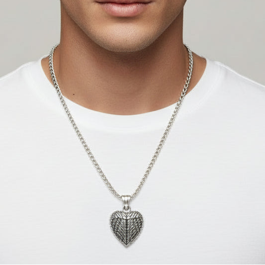 Angel Heart Memory necklace, Silver - 23 inch, Unisex