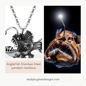 Anglerfish Stainless Steel pendant necklace, 22 inches