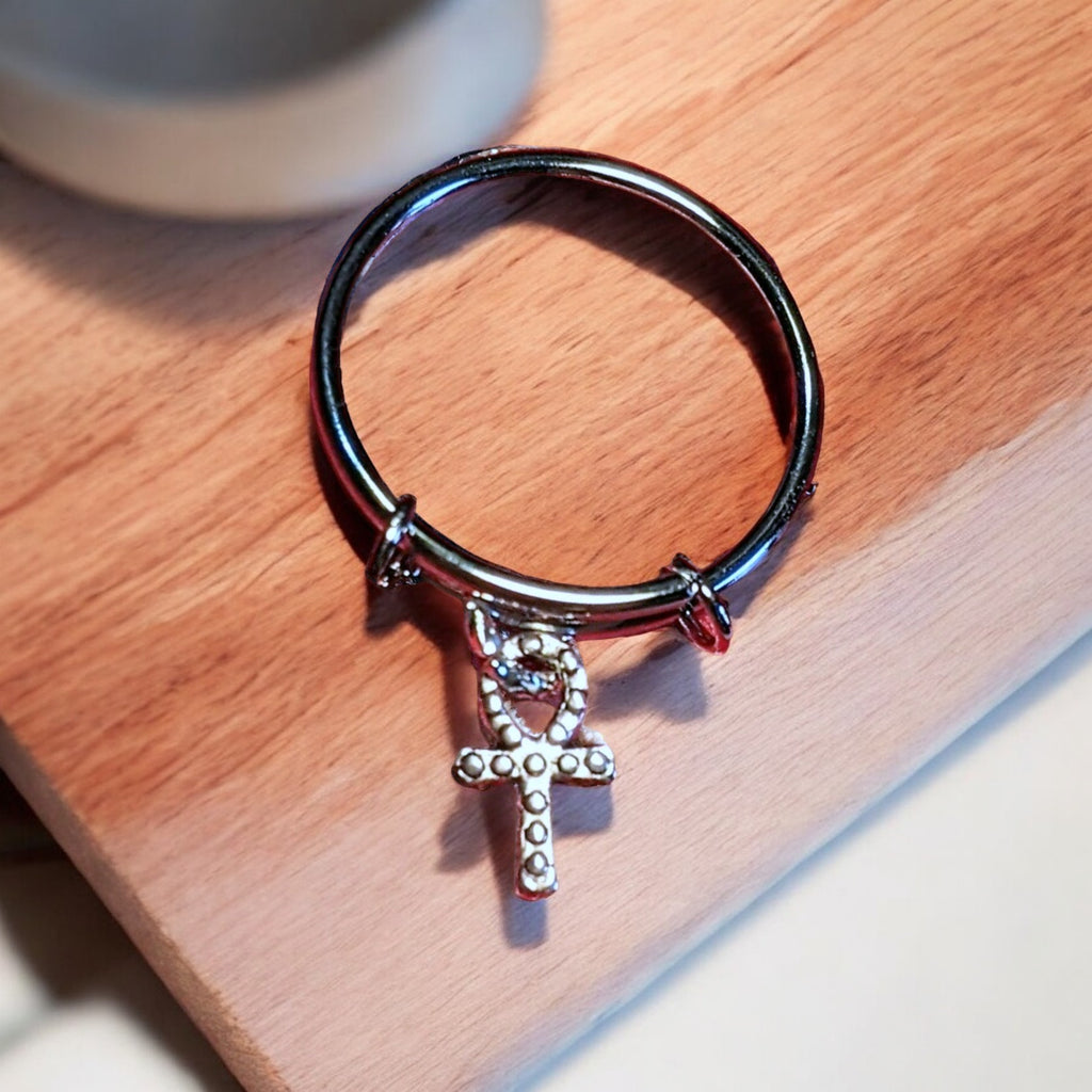 Ankh Cross Expandable Charm Ring