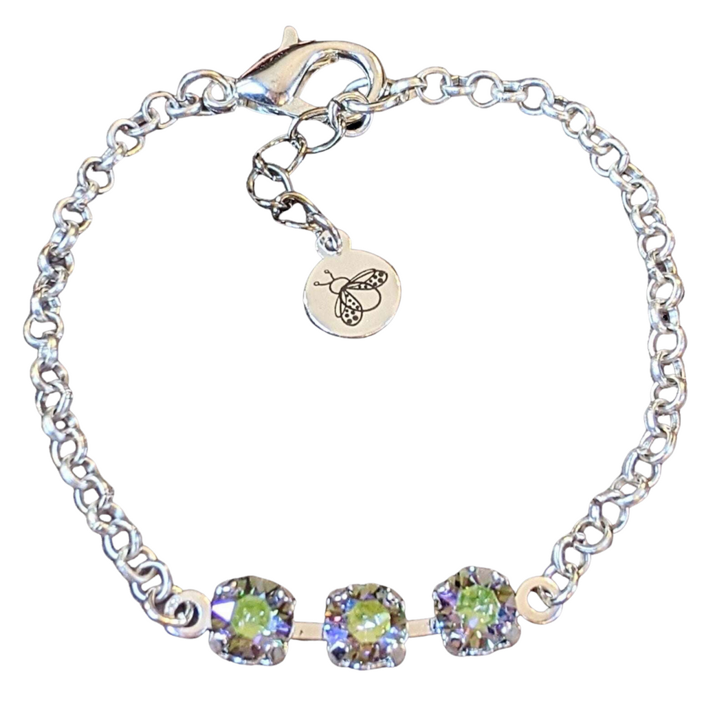 Minimalist Brilliant Three Faceted Crystal Bracelet