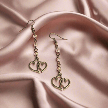 Antique Bronze Boho Double Heart dangle earrings