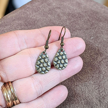 Antique Bronze Crocodile Tears Earrings