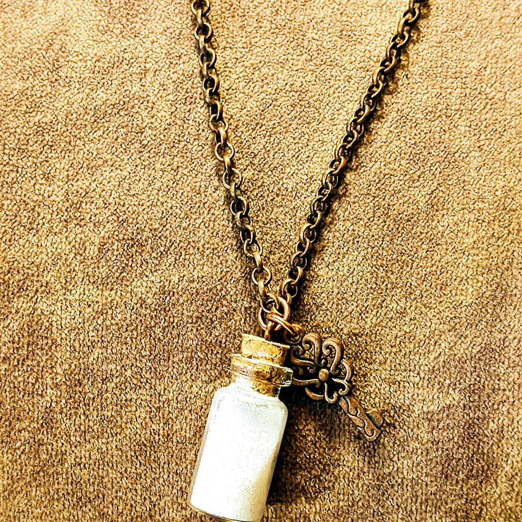 Antique Copper Pixie Dust Key Necklace, 24 inch