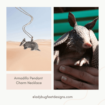Armadillo Pendant charm necklace, 22 inch