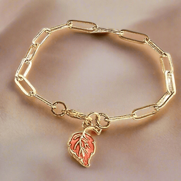 Autumn Leaf Gold Paperclip Chain Bracelet