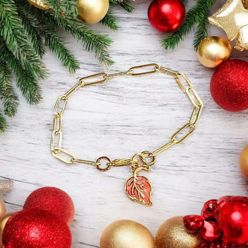 Autumn Leaf Gold Paperclip Chain Bracelet