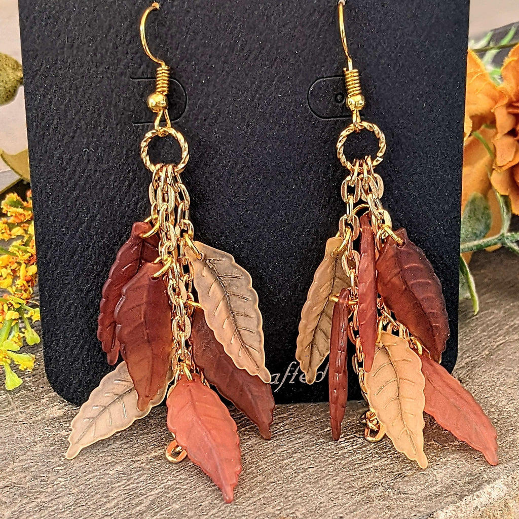 Autumn Leaves Dangle Earrings, Gold