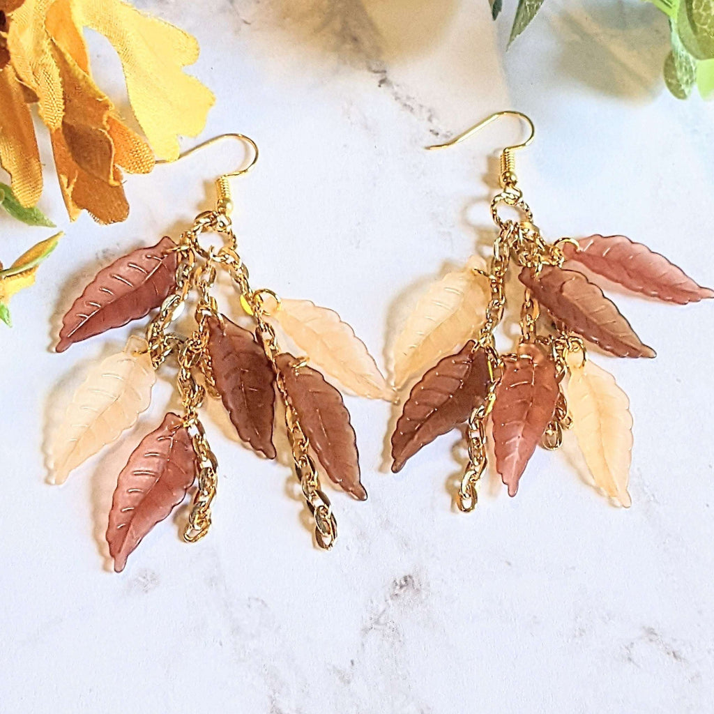 Autumn Leaves Dangle Earrings, Gold
