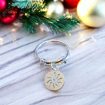Aztec Sun Expandable Charm Ring