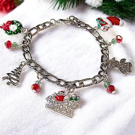 Christmas Figaro Chain Charm bracelet