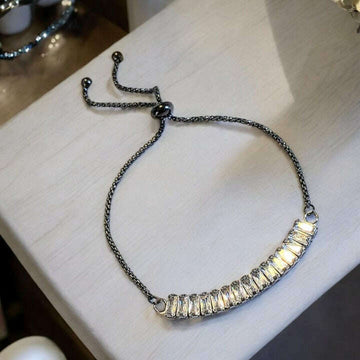 Baguette Tennis Bracelet, Black Bolo Bracelet