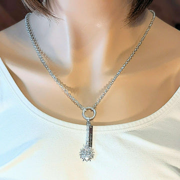 Be the Light CZ Starburst Charm Keeper Necklace - 18-24 inch