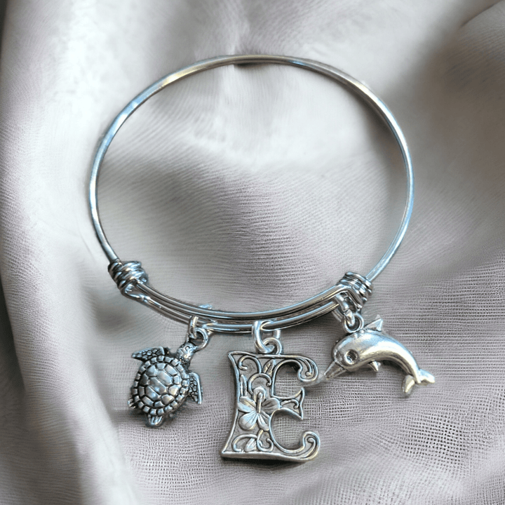 Beach - Dolphin, Sea Turtle, Sea Shell Child's Bangle bracelet