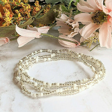 Beaded Stretch Cord Anklet-Clear Breeze