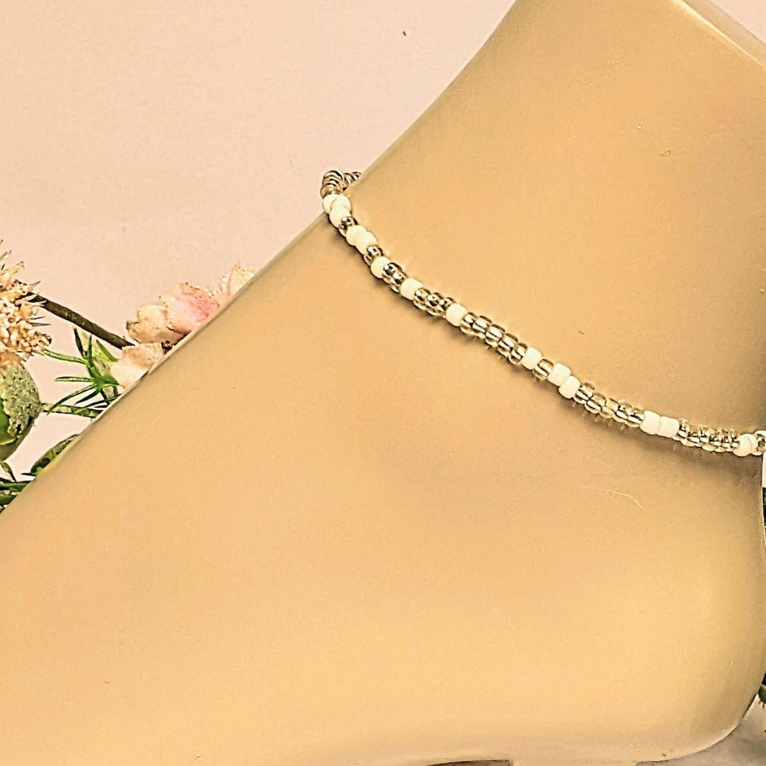 Beaded Stretch Cord Anklet-Clear Breeze